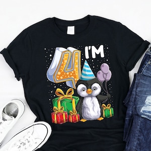 Im 4 penguin Birthday Shirt, Tank, Hoodie, Funny penguin 4th Birthday kids Theme, Cute Shirts For penguin lovers Boys girls turning 4