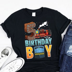 5 Train Birthday Boy shirt, Tank, Hoodie, perfect train theme 5th birthday party, locomotives and trains lovers shirts for Boys turning 5