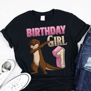 Sea Otter Birthday Girl Shirt, 1 Year Old Kids B-day, Cute Sea Otter Matching birthday tee, Animal lovers, Shirt for Girls turning 1