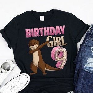 Sea Otter Birthday Girl Shirt, 9 Year Old Kids B-day, Cute Sea Otter Matching birthday tee, Animal lovers, Shirt for Girls turning 9