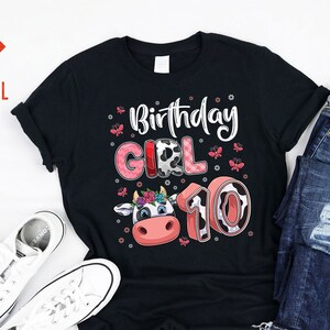 Dix 10 ans Dixième 10e anniversaire Fille Vache Ferme Thème Bday Party Décoration Fournitures Favorise Vache Fille Tshirt Hoodie Gift Girl Enfants Toddler