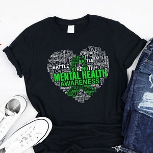 Mental health Heart Green Ribbon shirt, tank, Hoodie, Mental health Matters awareness, Mental health shirt for men and women