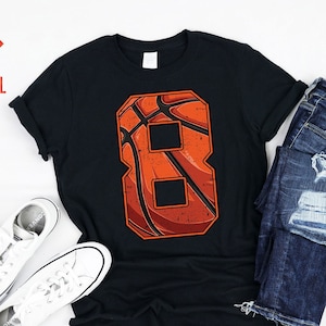 Basketball Anniversaire Garçon Fille Ayant Huit Ans Huitième 8ème Bday Party Thème Décors Fournitures Tshirt Hoodie Garçons Filles Enfants Tout-petits