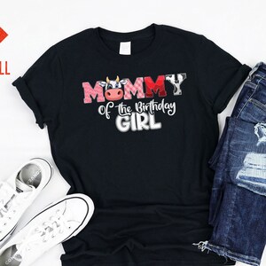 Maman de l’anniversaire Fille Vache Ferme Thème Bday Party Décoration Fournitures Vache Fille Famille Assorti Tshirt Hoodie Cadeau Filles Enfants Hommes Femmes