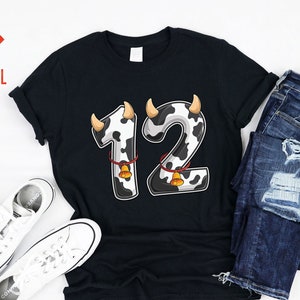 Douze 12 ans 12ème anniversaire Vache Fille Garçon Ferme Thème Bday Party Décoration Fournitures Favorise Tshirt Hoodie Cadeau Filles Enfants Tout-petits Garçons