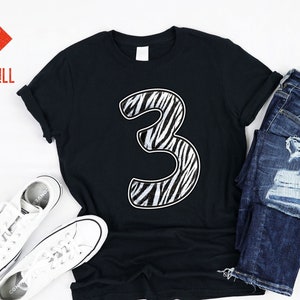 Zebra Drei 3 Jahre alt Dritte 3 Geburtstag Mädchen Junge Wilde Leben Safari Thema Bday Party Dekore Liefert Tshirt Geschenk Mädchen Kinder Kleinkinder Jungen
