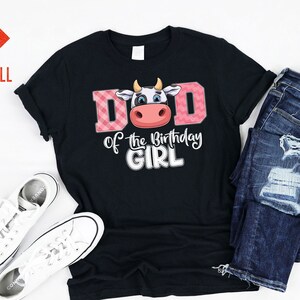 Papa De L’Anniversaire Fille Vache Ferme Thème Bday Party Décoration Fournitures Vache Fille Famille Assorti Tshirt Hoodie Cadeau Filles Enfants Hommes Femmes
