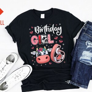 Six 6 ans Sixième 6ème anniversaire Fille Vache Ferme Thème Bday Party Décoration Fournitures Favorise Cow Girl Tshirt Hoodie Gift Girls Kids Toddler