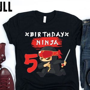 Ninja Birthday Shirt Kung Fu Ninja 5th Birthday Party Personalized custom Ninja Shirt Use Any Number name Karate 5 Birthday Party Boys Girls