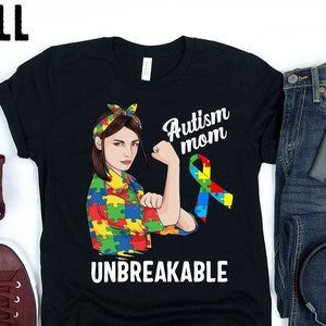 Camiseta inquebrável para mães autistas, moletom com capuz, moletom, para mulheres, camiseta de conscientização sobre autismo, mãe, mamãe, presente para o dia da conscientização sobre autismo