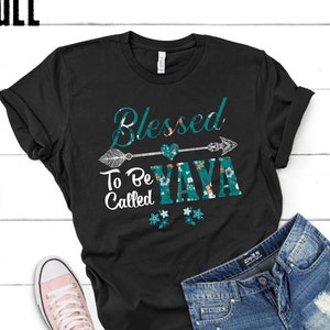Abençoado por ser chamado Yaya Camiseta, Regata, Moletom com capuz floral Vovó Camisa do dia das mães Presente personalizado para avó no Natal