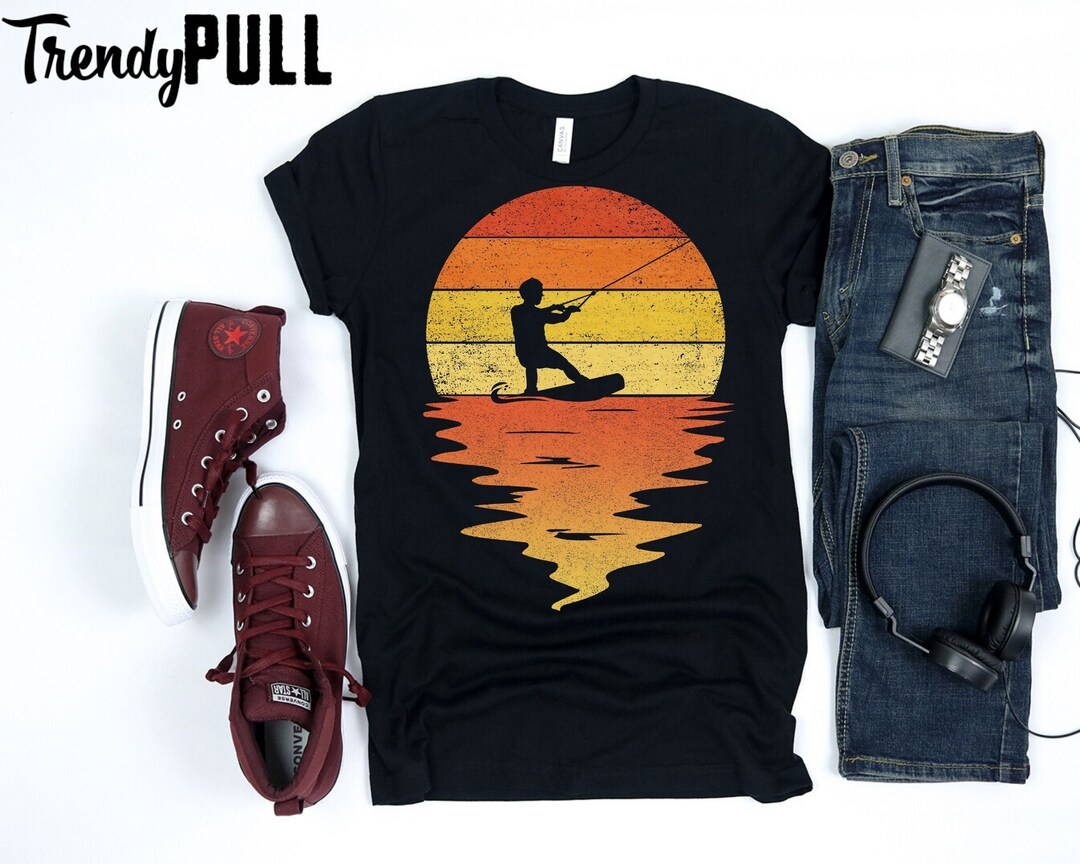 Wakeboarding Shirt 60s, 70s , 80s Vintage Retro Sunset Wakeboarding T