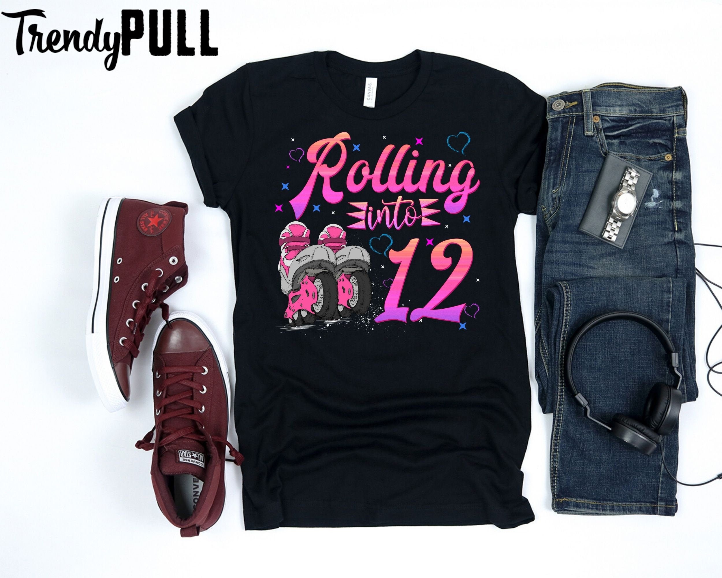 Custom roller skate birthday shirt Rolling Into 12 years Etsy
