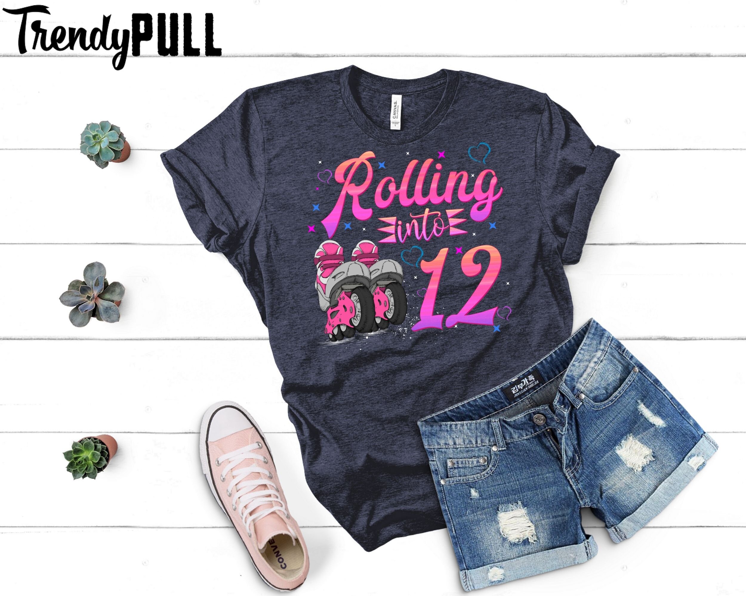 Custom Roller Skate Birthday Shirt Rolling Into 12 Years Lets Etsy