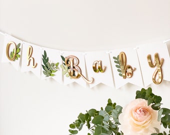Baby Shower Decorations ~ Baby Shower Banner ~ Baby Sprinkle Decoration ~ Oh Baby Banner ~ Gender Neutral ~ Greenery Gold ~ Baby Shower Sign