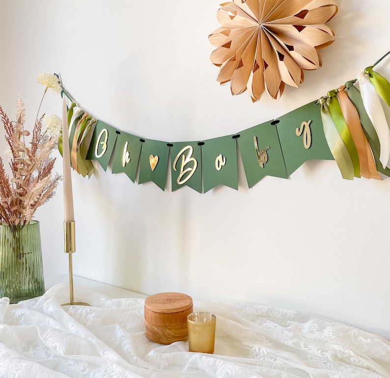 Gender Neutral Baby Shower Decor ~ Oh Baby Banner ~ Sage Green Baby Shower ~ Boho Welcome Baby