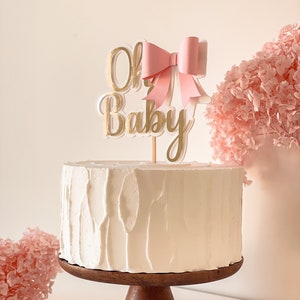 Pink Bow Cake Topper Set - 2 Piece EVA Foam Bow Decorations For Baby Girl Shower, Birthday Cakes
