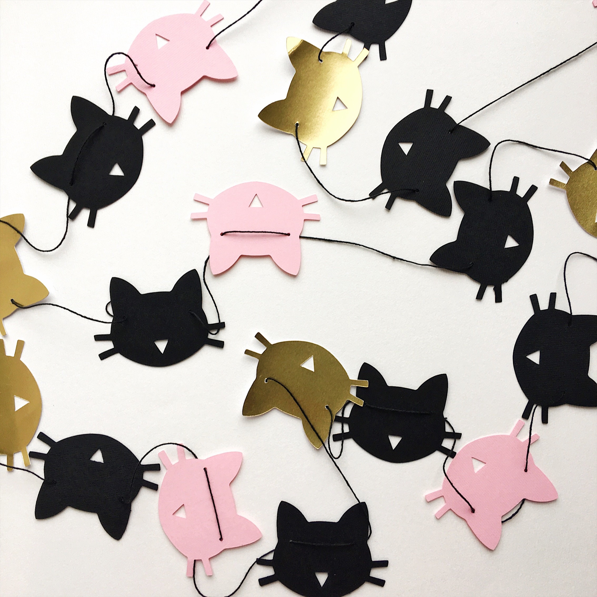 Gold Black Cat Garland Cat Halloween Party Decorations Meow Etsy