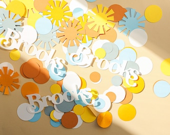 Heres Comes the Son Confetti - Sunshine Baby Shower Decor ~ Custom Name
