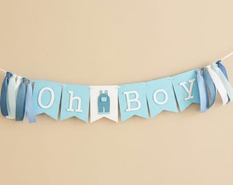 Blue Jean Baby Shower Banner - Oh Boy Denim Party Decorations