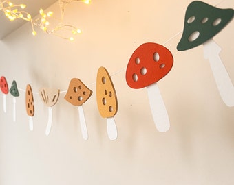 Mushroom Garland ~ Cottagecore Baby Shower ~ Mushroom Party Decor ~ Toadstool Birthday