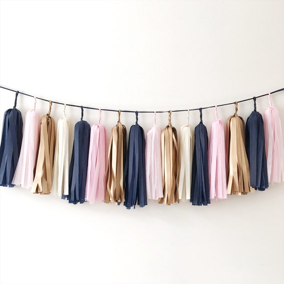 navy tassel garland