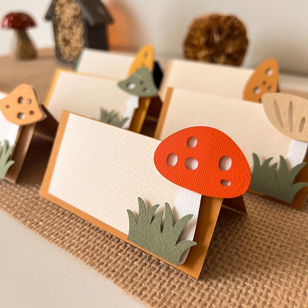 Mushroom Food Labels ~ Mushroom Baby Shower ~ Place Cards ~ A Little Mushroom is on the Way ~ Cottagecore ~ Toadstool Party