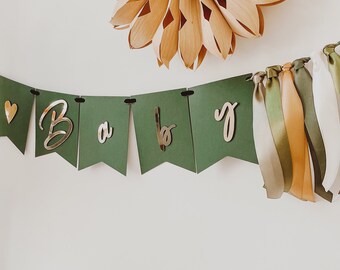 Sage Green Baby Shower Banner - Gender Neutral Decor