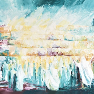 Westelijke Muur - Kotel schilderij - Jeruzalem kunst, Joodse kunst ziel - Judaïca - Print op canvas - Opgerold in een koker - Gratis verzending
