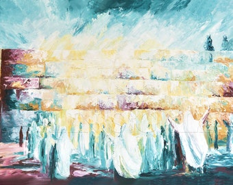 Western Wall - kotel painting - Jerusalem Art, Jewish art soul - Judaica - Print on canvas - Rolled up in a tube - Free shipping