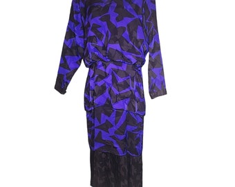 Flora Kung Layered Silk Silhouette Maxi Dress Abstract Geometric with Pleated Hem Avant Garde