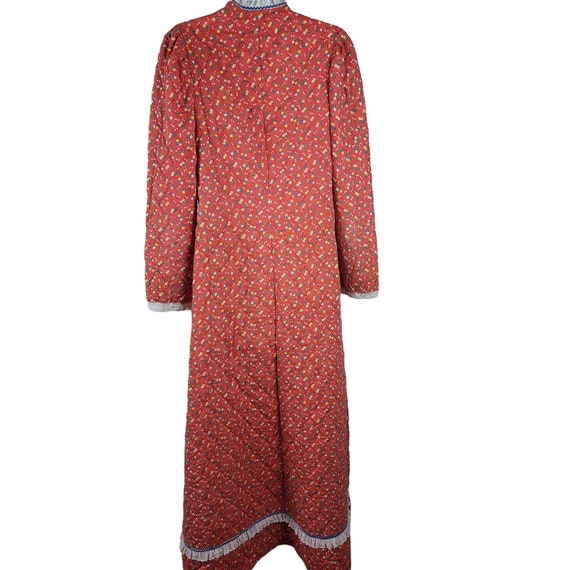 Vintage Red Prairie House Quilted Long Robe Dress… - image 3