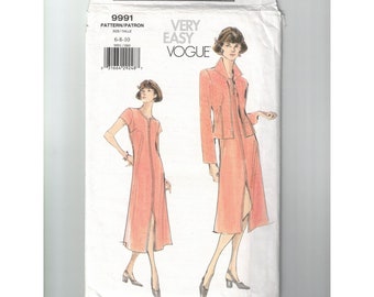 Vintage 90's Very Easy Vogue Sewing Pattern 9991 Misses' Petite Jacket and Dress Size 6-8-10 Uncut, FF