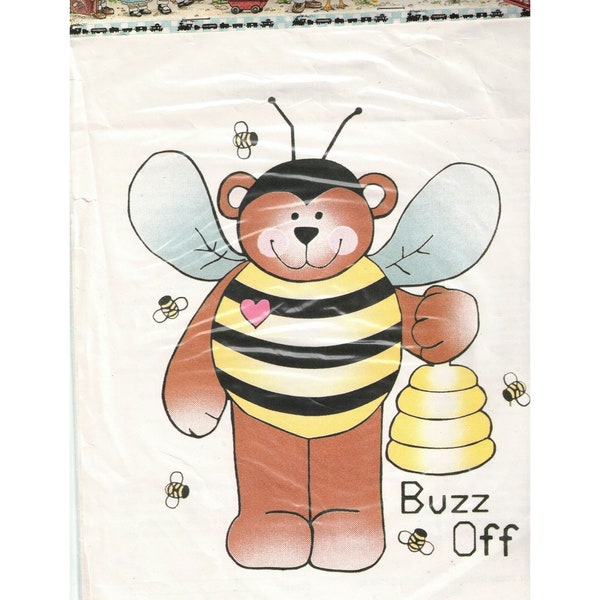 Buzz Off Bear Bee Dimensional Velour Iron On-Transfer Graphic Cache Junction Design by Kathie Ruger
