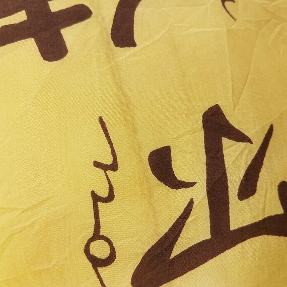 Yellow Silk Scarf Kanji Japanese Calligraphy Tran… - image 9
