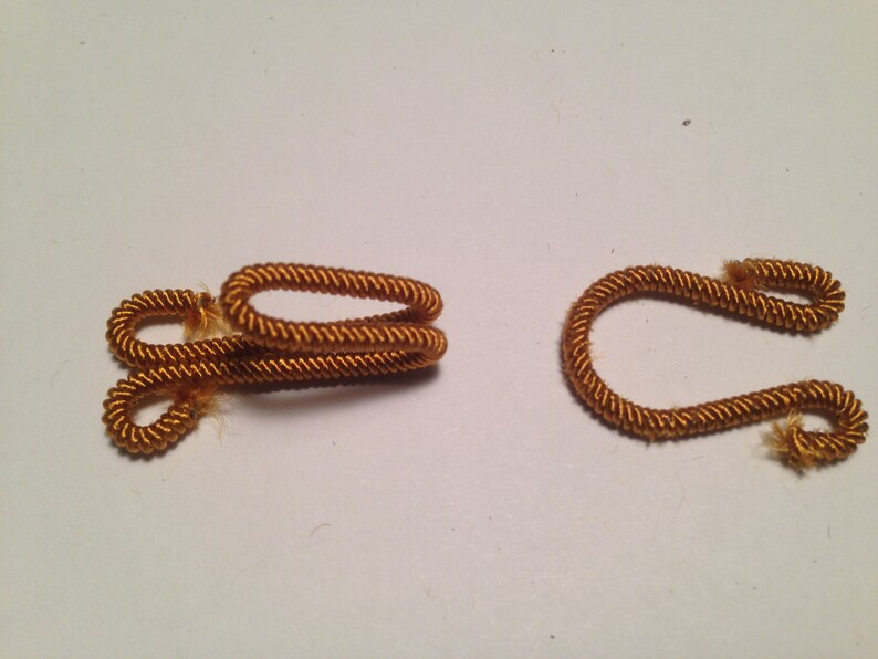 Set of 10 Large Size Gold Fabric Covered Furrier Hooks and Eyes