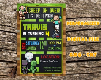 minecraft invitation etsy