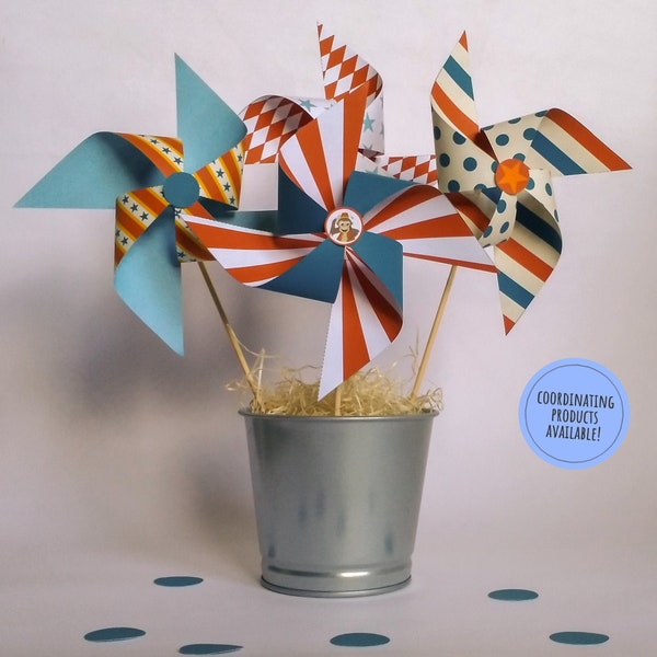 PRINTABLE DECORATIVE PINWHEELS for "circus" party, diy printable decoration for carnival  buffet