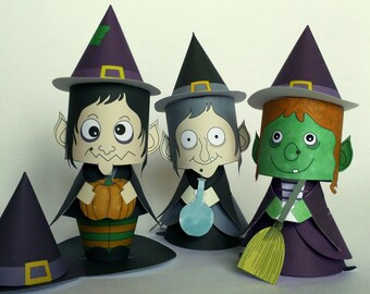 HALLOWEEN WITCH DOLL, Printable 3d witch dolls good as diy Halloween decor, witch figurine
