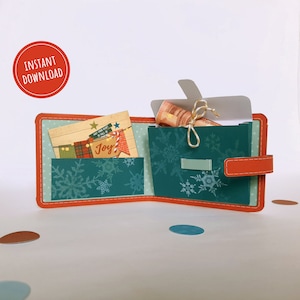 PORTAFOGLI di carta stampabili con biglietto di auguri per regalare soldi per Natale, idea simpatica se scegli di regalare denaro per Natale