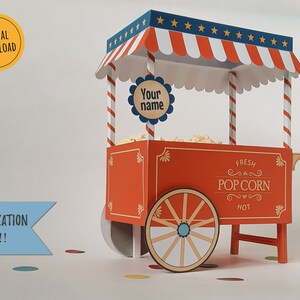 Popcorn box, perfect as circus centerpiece, printable popcorn display, for a carnival theme party, circus party decor, carnival birthday image 5