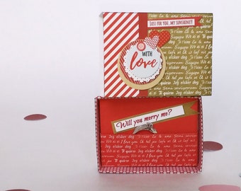 Boîte à bijoux imprimable avec des phrases d'amour, boîte de bricolage pour demande en mariage, je t'aime boîte dans toutes les langues