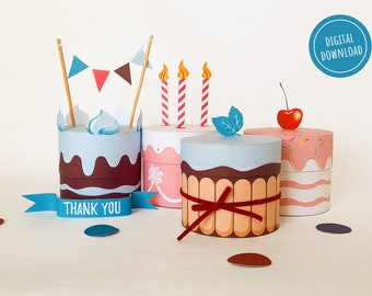 Boîtes à dragées, boîtes à gâteaux imprimables, idéales comme cadeaux de fin de fête pour toutes les occasions