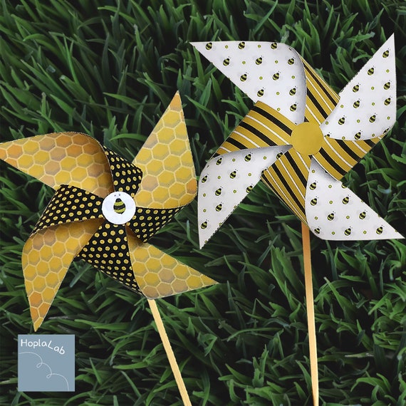 Honey Bee Party Printable Pinwheels Hive Baptism Printable Etsy