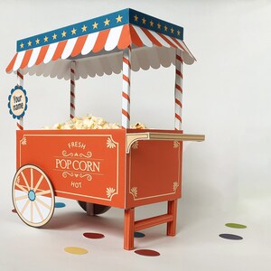 Popcorn box, perfect as circus centerpiece, printable popcorn display, for a carnival theme party, circus party decor, carnival birthday image 4