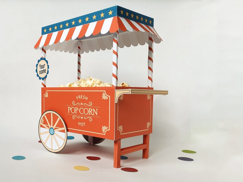 Popcorn box, perfect as circus centerpiece, printable popcorn display, for a carnival theme party, circus party decor, carnival birthday image 4