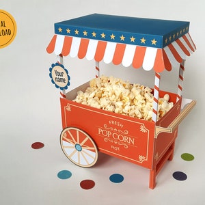 Popcorn box, perfect as circus centerpiece, printable popcorn display, for a carnival theme party, circus party decor, carnival birthday image 3