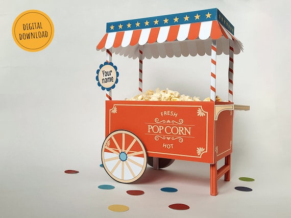 Carretto di popcorn di carta per una festa a tema circo