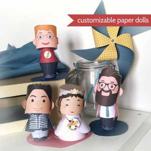 TOPPER per TORTE stampabile personalizzato,statuine di carta, decori buffet fai da te,bambole di carta personalizzate,cake topper stampabile