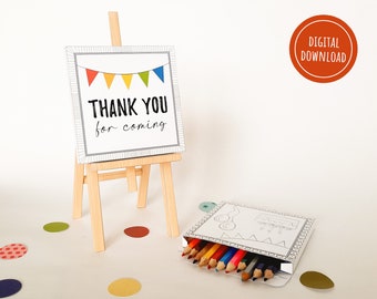 Cadeau de fête sur le thème des beaux-arts, chevalet de peintre en papier, boîte pour crayons de couleur, bon comme cadeau pour une fête sur le thème de l'art